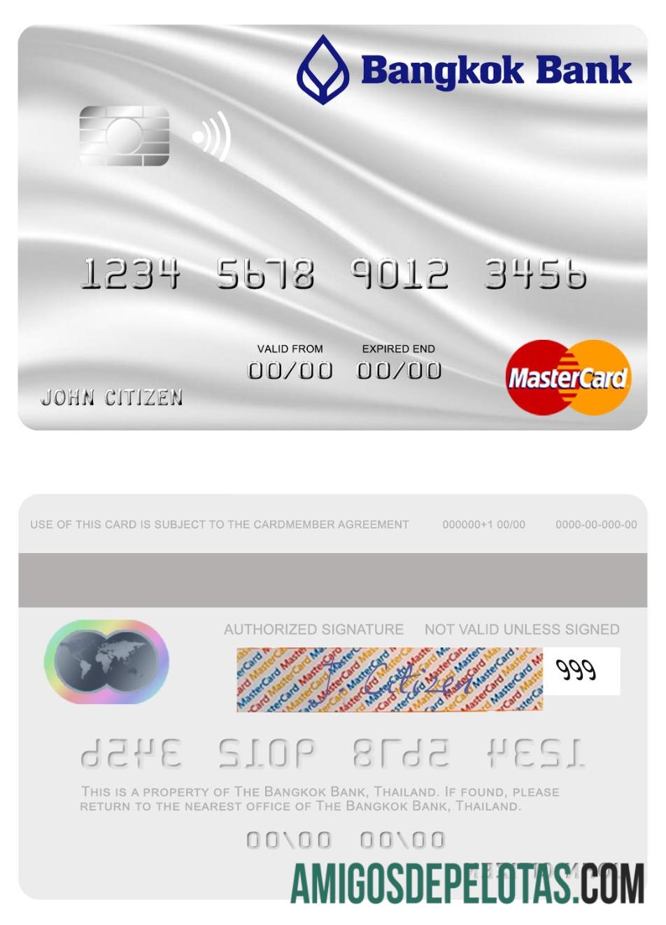 Tailândia Bangkok Bank Mastercard Cinza baixar para verificação